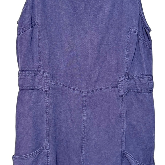 NICOLE MILLER NY Linen Wide Leg Lagenlook Relaxed Fit Navy Blue Jumpsuit Size 10 - Picture 5 of 10